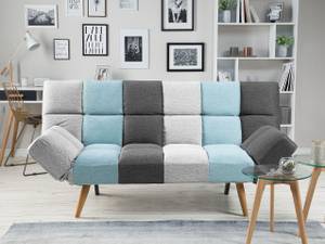 3-Sitzer Sofa INGARO Blau - Multicolor - Eiche Hell