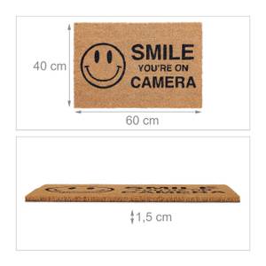 Kokos Fußmatte "Smile you're on camera" Schwarz - Braun - Naturfaser - Kunststoff - 60 x 2 x 40 cm