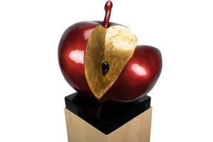 Skulptur Evas Apfel Gold - Rot - Kunststein - Kunststoff - 51 x 54 x 40 cm