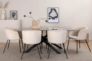 Essgruppe Piazza 9 (7-teilig) Beige - Massivholz - 90 x 76 x 190 cm