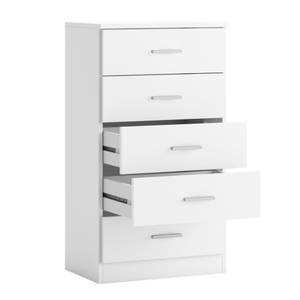 Kommode Dublin mit 5 Schubladen in Weiß Weiß - Holzwerkstoff - Kunststoff - 33 x 90 x 50 cm