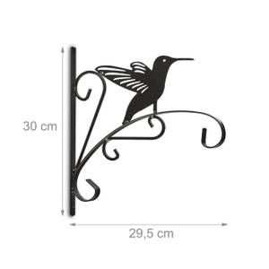 Blumenampelhalterung 2er Set mit Vogel Schwarz - Metall - 30 x 30 x 2 cm