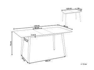 Table de salle à manger MIRABEL Marron - Blanc - Bois manufacturé - 80 x 75 x 120 cm