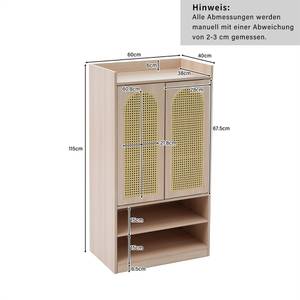 Schuhschrank Glamourös Ⅰ Braun - Holzwerkstoff - Holz teilmassiv - 40 x 115 x 60 cm