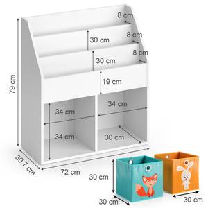 Bücherregal „Luigi“ Weiß mit 2 Faltboxen Orange