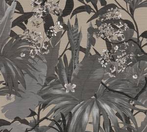 Papier peint jungle Plantes Gris Marron Marron - Gris