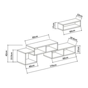 Meuble TV et étagère murale Malvik Anthracite - Blanc