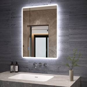 LED Badezimmerspiegel Touch/Wandschalter Silber - Glas - 80 x 60 x 5 cm