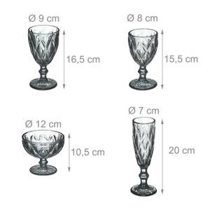 Lot de 7 verres gris Gris - Verre - 20 x 20 x 14 cm