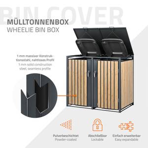 Mülltonnenbox für 4 Tonnen Anthrazit - Eiche Hell Dekor - Höhe: 117 cm