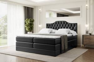 Boxspringbett VILA-1 KING Hochglanz Schwarz - Breite: 120 cm