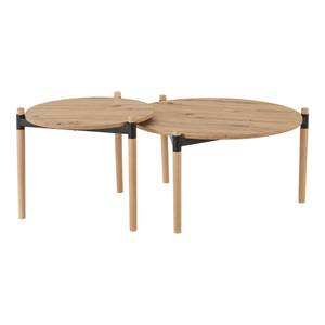 Table basse Kristinestad double plateau Beige - Bois massif - 50 x 42 x 50 cm