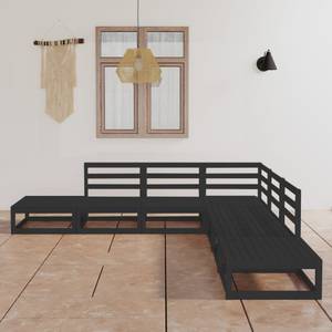 Salon de jardin (lot de 7) 3009916 Noir - Bois massif - Bois/Imitation - 70 x 30 x 70 cm