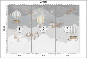 Papier Peint NUAGES Avions Étoiles 270 x 180 x 180 cm