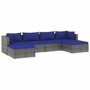 Salon de jardin (lot de 6) 3013633-1 Bleu - Bleu foncé - Gris