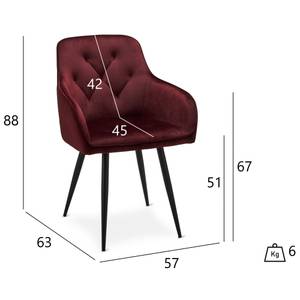2er Set Esszimmerstühle  Nadja Rot - Metall - 57 x 88 x 63 cm