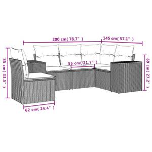 Gartensitzgruppe K599(5-tlg) Schwarz - Massivholz - 69 x 62 x 62 cm