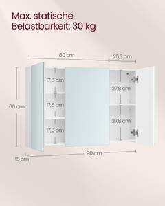 Spiegelschrank Kate Weiß - Holzwerkstoff - 15 x 60 x 90 cm