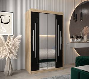 Armoire à portes coulissantes york 1 Noir - Imitation chêne de Sonoma - Largeur : 120 cm - 2 porte