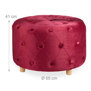 Runder Sitzhocker in Bordeaux Braun - Rot - Holzwerkstoff - Kunststoff - Textil - 65 x 41 x 65 cm