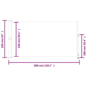 Ausziehbare Seitenmarkise 3000305 Cremeweiß - Höhe: 160 cm