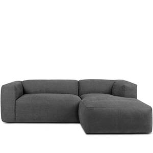 Ecksofa BUFFO 4-Sitzer Aschgrau - Breite: 237 cm - Armlehne beidseitig montierbar - Ecke davorstehend rechts - Ottomane davorstehend rechts