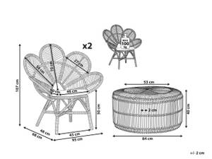 Bistro Set FLORENTINE 3-tlg Beige - Blau - Weiß - Rattan - 95 x 107 x 84 cm