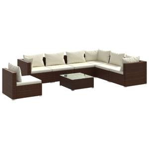 Garten-Lounge-Set (8-teilig) 3013636-7 Braun - Weiß - Metall - Polyrattan - 60 x 30 x 60 cm