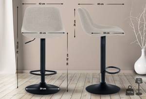 Tabourets de bar Loft Lot de 2 Blanc crème