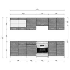 Küchenzeile Raul 26322 Braun - Weiß - Holzwerkstoff - 270 x 60 x 60 cm