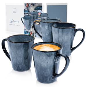 4-tlg. Kaffeebecher Set Darwin Blau - Stein - 27 x 14 x 34 cm