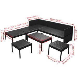 Mobilier de jardin Noir - Métal - Polyrotin - 45 x 32 x 70 cm