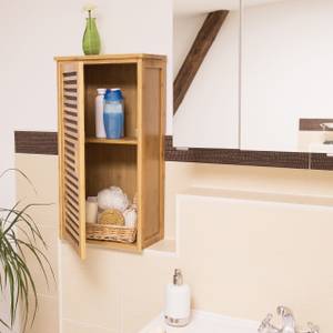 Badezimmer Hängeschrank Bambus 2 Ablagen Braun - Bambus - Holzwerkstoff - 35 x 66 x 20 cm