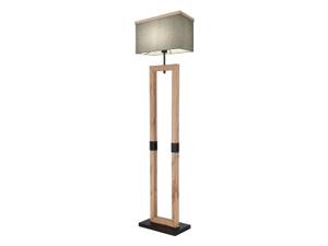 LED Stehlampe Holz Stoffschirm, 155cm Braun - Grau - Holzwerkstoff - Textil - 40 x 155 x 20 cm