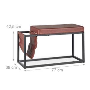 Sitzbank mit Seitentasche Schwarz - Braun - Holzwerkstoff - Metall - Kunststoff - 77 x 43 x 38 cm