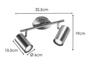 LED Deckenstrahler Innen 2-flammig Silber - Metall - 33 x 19 x 11 cm