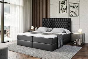 Boxspringbett DAISY Hochglanz Schwarz - Breite: 180 cm - H4