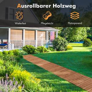 Ausrollbarer Garten-Holzweg 245 × 55 cm Braun - Massivholz - 55 x 2 x 245 cm