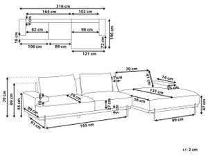 Ecksofa MARIFERD Schwarz - Braun - Hellbraun - Eiche Dunkel - Armlehne davorstehend rechts - Ecke davorstehend links