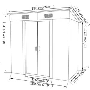 Gartenschuppen Grün - Metall - 190 x 181 x 124 cm