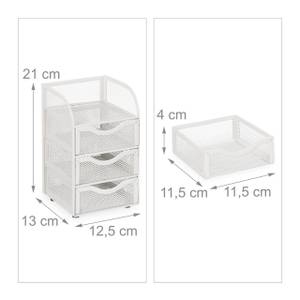 Organiseur de bureau à 4 compartiments Blanc - Métal - 13 x 21 x 13 cm