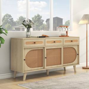 Sideboard Coeus Ⅶ Braun - Holzwerkstoff - Metall - Polyrattan - 40 x 78 x 140 cm