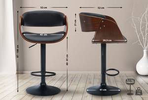 Tabourets de bar Portmore Noir - Marron - Cuir synthétique - 52 x 87 x 52 cm