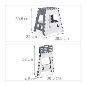 Klapphocker faltbar XL 2er Set Grau - Weiß - Kunststoff - 39 x 39 x 32 cm