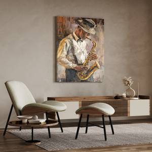 Image SAXOPHONISTE Peinture Style Rétro 60 x 90 x 90 cm