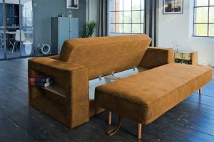 Sofa JULIA 3-Sitzer Velvet Braun - Massivholz - Textil - 253 x 96 x 107 cm