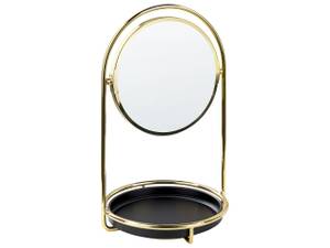 Kosmetikspiegel INDRE Schwarz - Gold - Metall - 17 x 29 x 17 cm