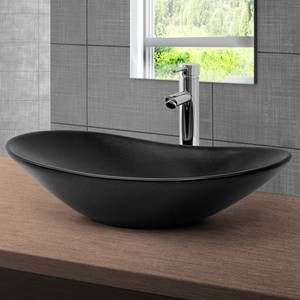 Waschbecken ML-Design Schwarz - Keramik - Metall - 36 x 16 x 63 cm