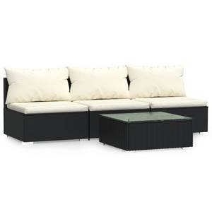 Garten-Lounge-Set (4-teilig) 3013629-2 Schwarz - Creme - Weiß