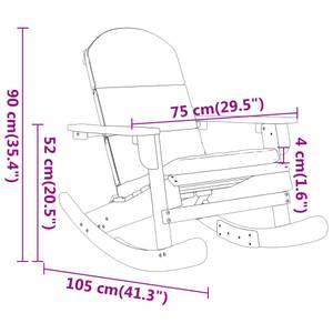 Schaukelstuhl 3017852 Braun - Grau - Massivholz - Holzart/Dekor - 75 x 90 x 105 cm